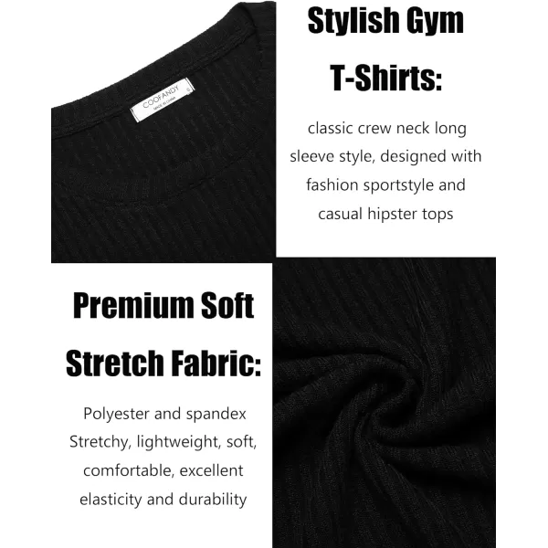 COOFANDY Men's 2 Pack Muscle T-Shirt Stretch Long Sleeve Gym Workout Bodybuilding Training Tee Shirts Casual Hipster Tops
