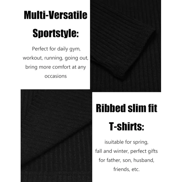 COOFANDY Men's 2 Pack Muscle T-Shirt Stretch Long Sleeve Gym Workout Bodybuilding Training Tee Shirts Casual Hipster Tops