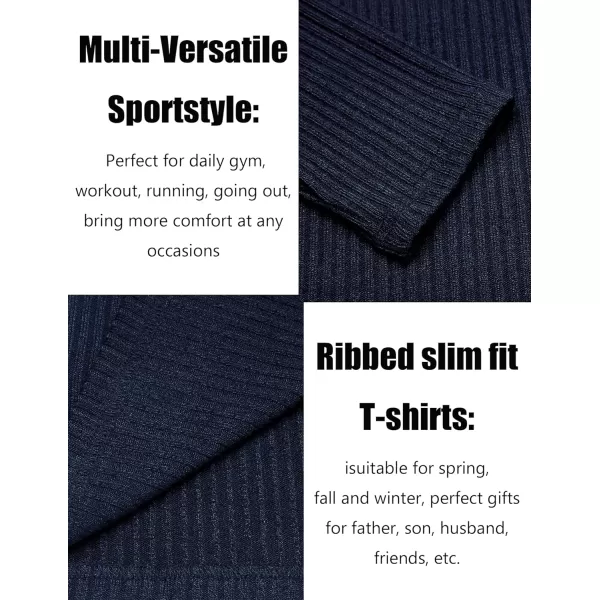 COOFANDY Men's 2 Pack Muscle T-Shirt Stretch Long Sleeve Gym Workout Bodybuilding Training Tee Shirts Casual Hipster Tops