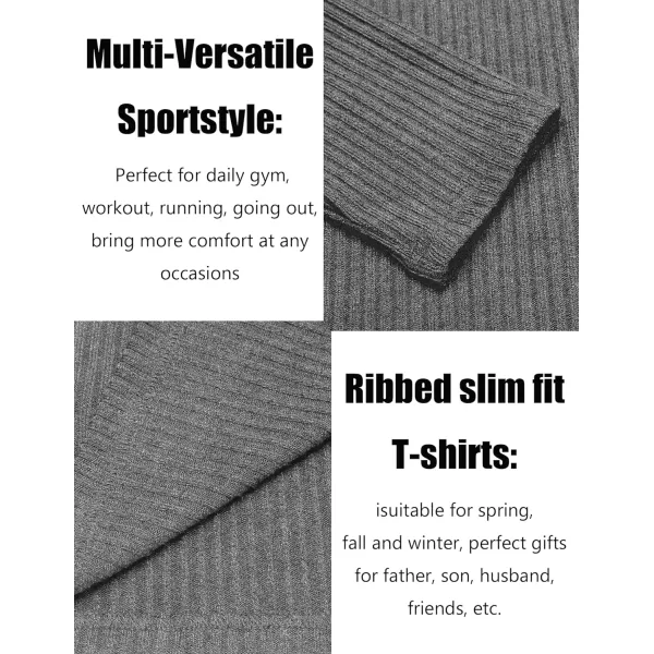 COOFANDY Men's 2 Pack Muscle T-Shirt Stretch Long Sleeve Gym Workout Bodybuilding Training Tee Shirts Casual Hipster Tops