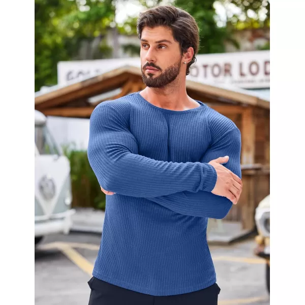 COOFANDY Men's 2 Pack Muscle T-Shirt Stretch Long Sleeve Gym Workout Bodybuilding Training Tee Shirts Casual Hipster Tops
