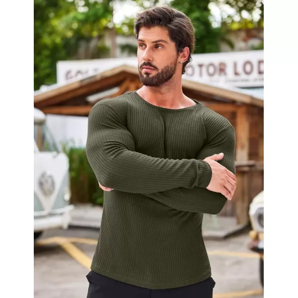 COOFANDY Men's 2 Pack Muscle T-Shirt Stretch Long Sleeve Gym Workout Bodybuilding Training Tee Shirts Casual Hipster Tops