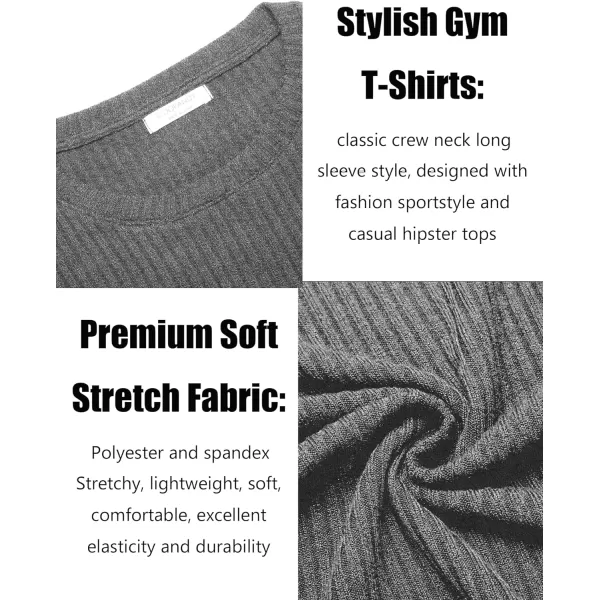 COOFANDY Men's 2 Pack Muscle T-Shirt Stretch Long Sleeve Gym Workout Bodybuilding Training Tee Shirts Casual Hipster Tops