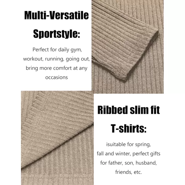 COOFANDY Men's 2 Pack Muscle T-Shirt Stretch Long Sleeve Gym Workout Bodybuilding Training Tee Shirts Casual Hipster Tops