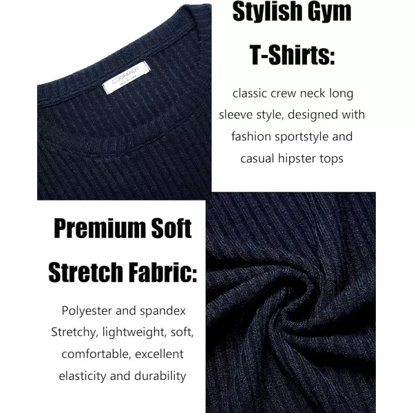 COOFANDY Men's 2 Pack Muscle T-Shirt Stretch Long Sleeve Gym Workout Bodybuilding Training Tee Shirts Casual Hipster Tops