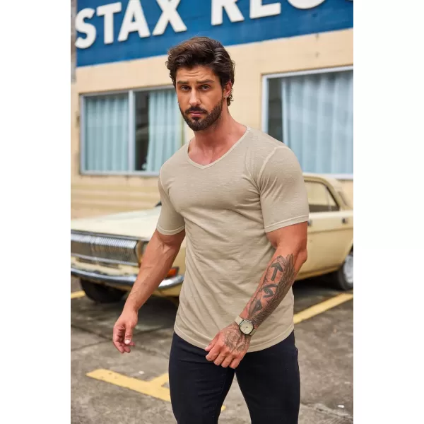 COOFANDY Mens 2 Pack Muscle V Neck T Shirt Fitted Gym Workout Short Sleeve Tee