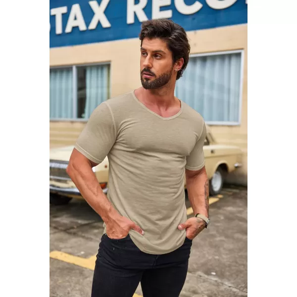 COOFANDY Mens 2 Pack Muscle V Neck T Shirt Fitted Gym Workout Short Sleeve Tee