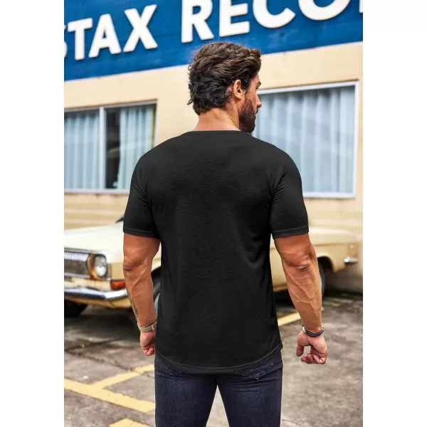 COOFANDY Mens 2 Pack Muscle V Neck T Shirt Fitted Gym Workout Short Sleeve Tee