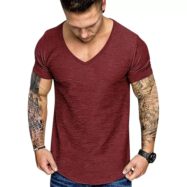 COOFANDY Mens 2 Pack Muscle V Neck T Shirt Fitted Gym Workout Short Sleeve Tee)