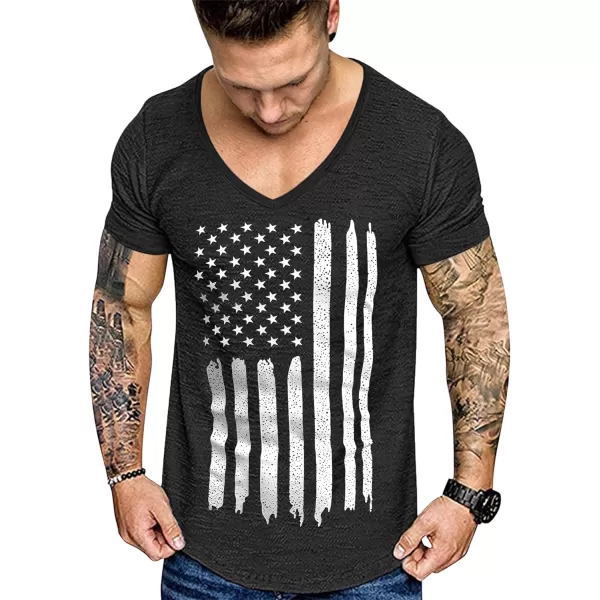 COOFANDY Mens 2 Pack Muscle V Neck T Shirt Fitted Gym Workout Short Sleeve Tee