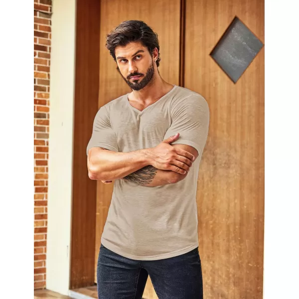 COOFANDY Mens 2 Pack Muscle V Neck T Shirt Fitted Gym Workout Short Sleeve Tee