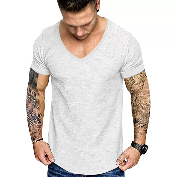 COOFANDY Mens 2 Pack Muscle V Neck T Shirt Fitted Gym Workout Short Sleeve Tee)