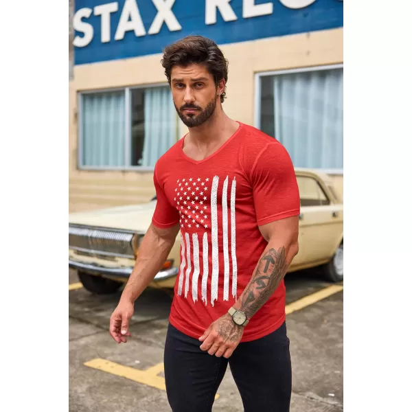 COOFANDY Mens 2 Pack Muscle V Neck T Shirt Fitted Gym Workout Short Sleeve Tee
