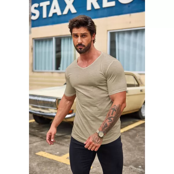 COOFANDY Mens 2 Pack Muscle V Neck T Shirt Fitted Gym Workout Short Sleeve Tee