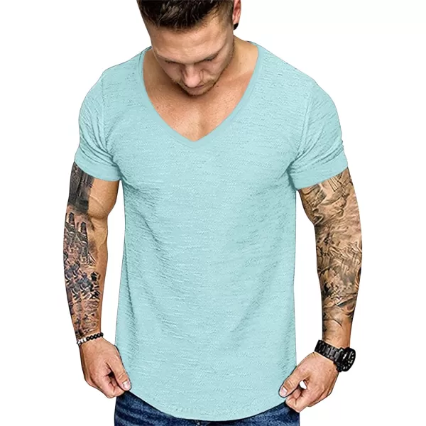 COOFANDY Mens 2 Pack Muscle V Neck T Shirt Fitted Gym Workout Short Sleeve Tee)
