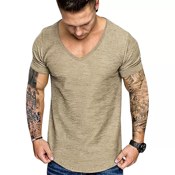 COOFANDY Mens 2 Pack Muscle V Neck T Shirt Fitted Gym Workout Short Sleeve Tee)