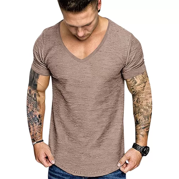 COOFANDY Mens 2 Pack Muscle V Neck T Shirt Fitted Gym Workout Short Sleeve Tee