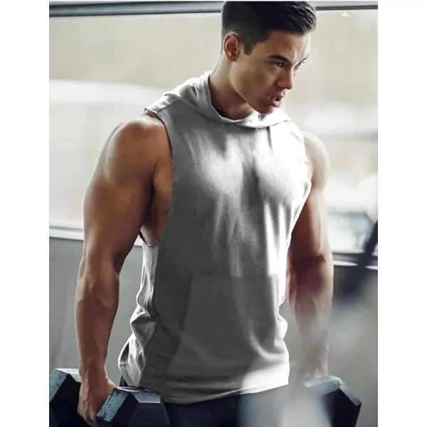 COOFANDY Men's 2 Pack Workout Hooded Tank Tops Bodybuilding Muscle Cut Off T Shirt Sleeveless Gym Hoodies