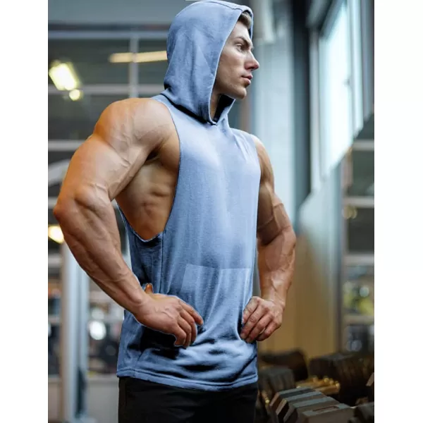 COOFANDY Men's 2 Pack Workout Hooded Tank Tops Bodybuilding Muscle Cut Off T Shirt Sleeveless Gym Hoodies