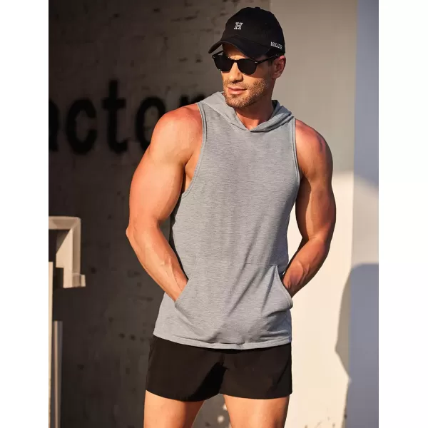 COOFANDY Men's 2 Pack Workout Hooded Tank Tops Bodybuilding Muscle Cut Off T Shirt Sleeveless Gym Hoodies