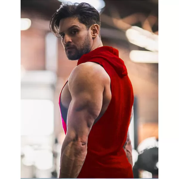 COOFANDY Men's 2 Pack Workout Hooded Tank Tops Bodybuilding Muscle Cut Off T Shirt Sleeveless Gym Hoodies