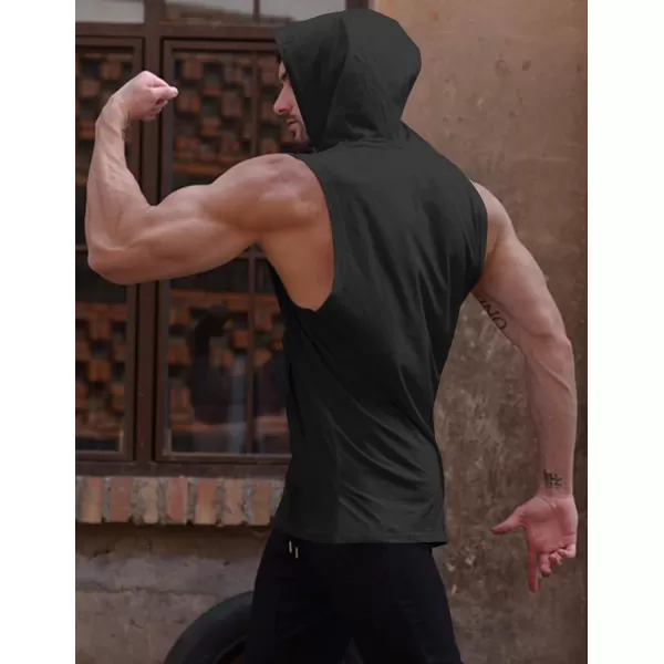 COOFANDY Men's 2 Pack Workout Hooded Tank Tops Bodybuilding Muscle Cut Off T Shirt Sleeveless Gym Hoodies