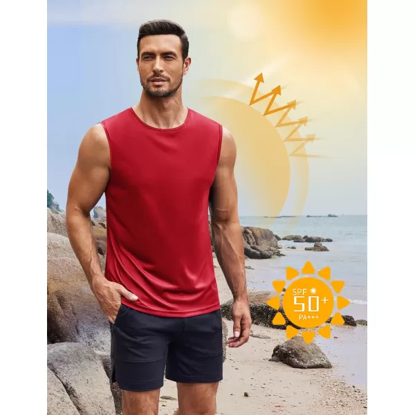 COOFANDY Mens 2 Pack Workout Tank Top UPF 50+ Quick Dry Sleeveless Swim Shirt Gym Muscle Athletic Summer Beach T Shirts