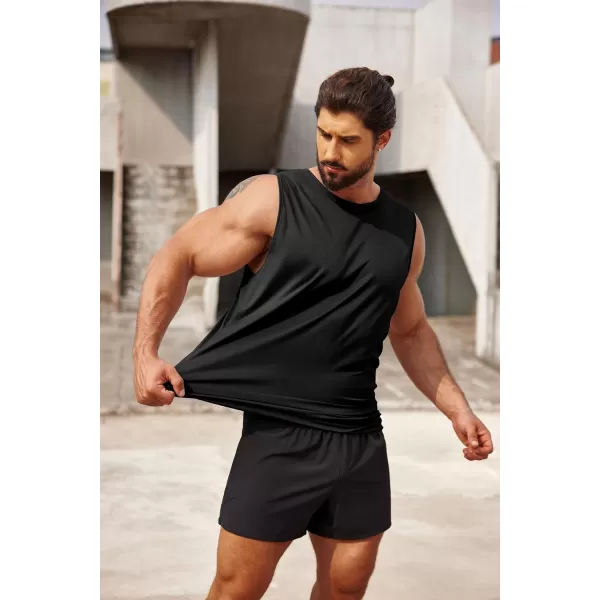 COOFANDY Mens 2 Pack Workout Tank Top UPF 50+ Quick Dry Sleeveless Swim Shirt Gym Muscle Athletic Summer Beach T Shirts