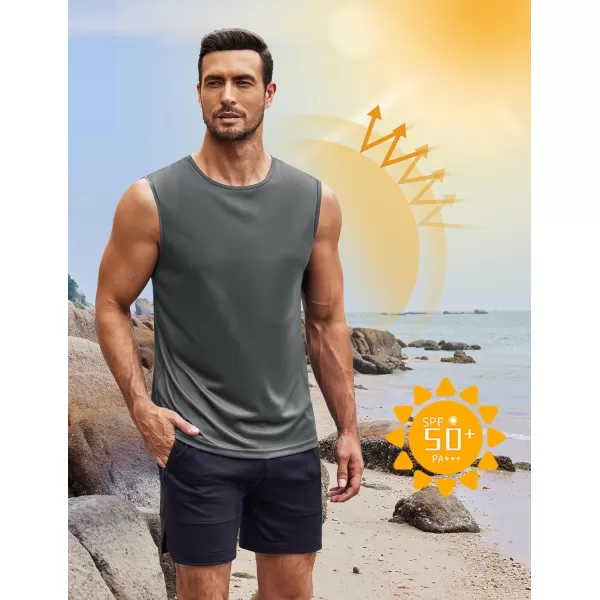 COOFANDY Mens 2 Pack Workout Tank Top UPF 50+ Quick Dry Sleeveless Swim Shirt Gym Muscle Athletic Summer Beach T Shirts