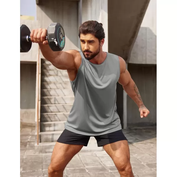 COOFANDY Mens 2 Pack Workout Tank Top UPF 50+ Quick Dry Sleeveless Swim Shirt Gym Muscle Athletic Summer Beach T Shirts
