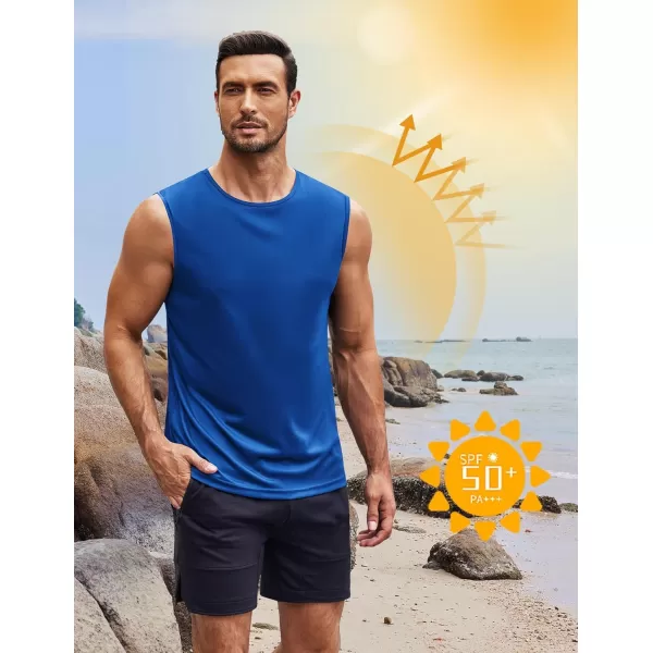 COOFANDY Mens 2 Pack Workout Tank Top UPF 50+ Quick Dry Sleeveless Swim Shirt Gym Muscle Athletic Summer Beach T Shirts