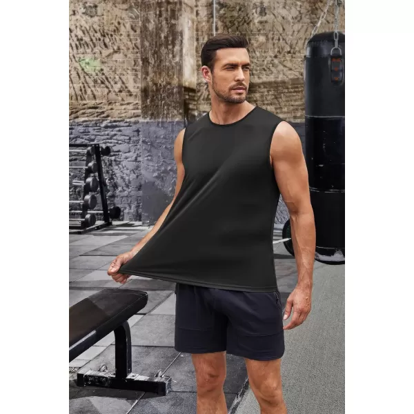 COOFANDY Mens 2 Pack Workout Tank Top UPF 50+ Quick Dry Sleeveless Swim Shirt Gym Muscle Athletic Summer Beach T Shirts