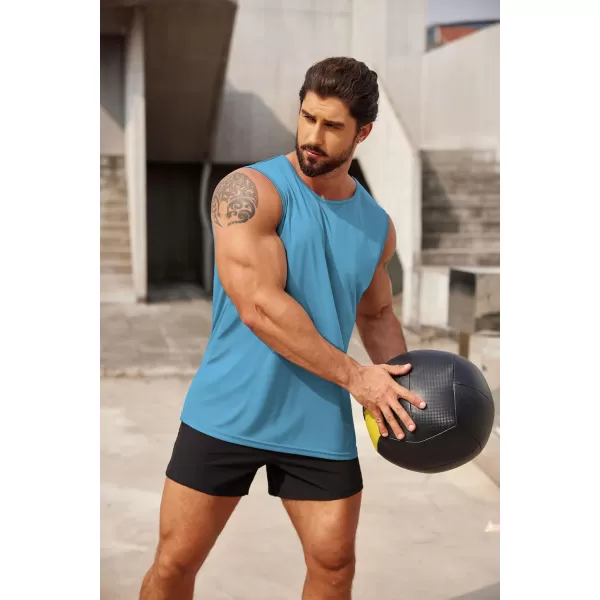 COOFANDY Mens 2 Pack Workout Tank Top UPF 50+ Quick Dry Sleeveless Swim Shirt Gym Muscle Athletic Summer Beach T Shirts