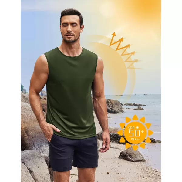 COOFANDY Mens 2 Pack Workout Tank Top UPF 50+ Quick Dry Sleeveless Swim Shirt Gym Muscle Athletic Summer Beach T Shirts