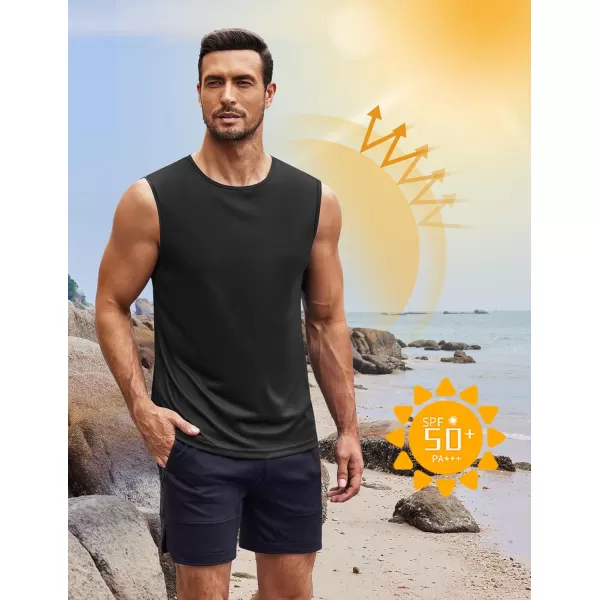 COOFANDY Mens 2 Pack Workout Tank Top UPF 50+ Quick Dry Sleeveless Swim Shirt Gym Muscle Athletic Summer Beach T Shirts