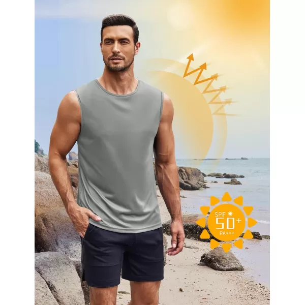 COOFANDY Mens 2 Pack Workout Tank Top UPF 50+ Quick Dry Sleeveless Swim Shirt Gym Muscle Athletic Summer Beach T Shirts