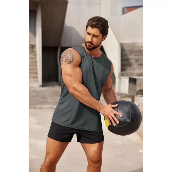 COOFANDY Mens 2 Pack Workout Tank Top UPF 50+ Quick Dry Sleeveless Swim Shirt Gym Muscle Athletic Summer Beach T Shirts