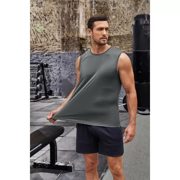 COOFANDY Mens 2 Pack Workout Tank Top UPF 50+ Quick Dry Sleeveless Swim Shirt Gym Muscle Athletic Summer Beach T Shirts