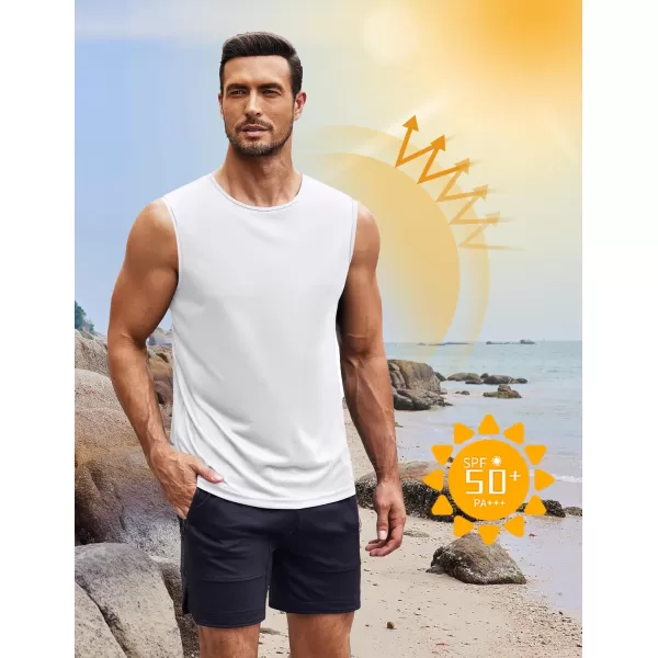 COOFANDY Mens 2 Pack Workout Tank Top UPF 50+ Quick Dry Sleeveless Swim Shirt Gym Muscle Athletic Summer Beach T Shirts