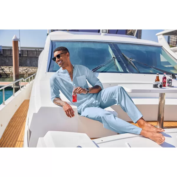 COOFANDY Men's 2 Piece Cotton Linen Sets Casual Long Sleeve Henley Shirts Yoga Pants Set Beach Cuban Outfits