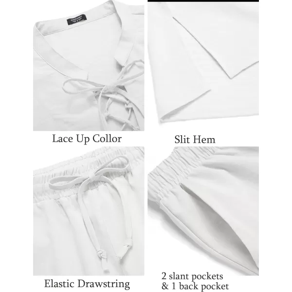 COOFANDY Men's 2 Piece Linen Set Long Sleeve Henley Shirts Casual Beach Pants With Pockets Summer Yoga Outfits