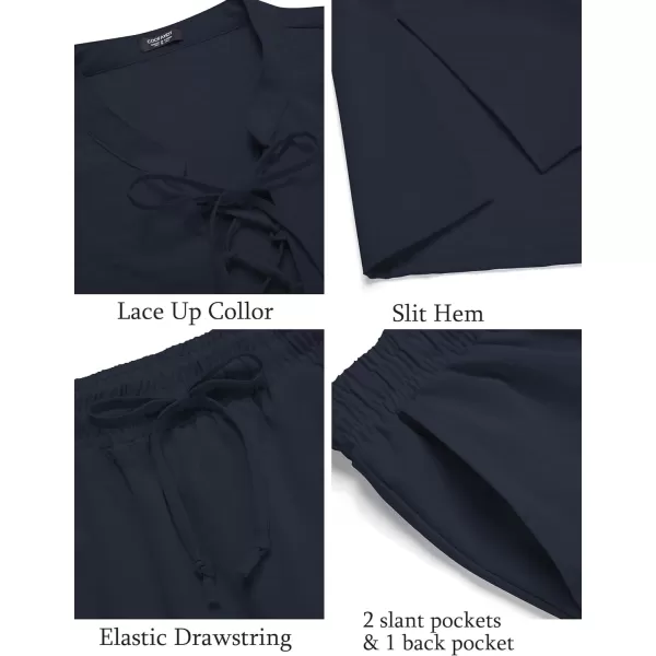 COOFANDY Men's 2 Piece Linen Set Long Sleeve Henley Shirts Casual Beach Pants With Pockets Summer Yoga Outfits