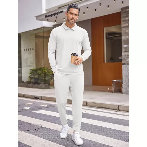 COOFANDY Men's 2 Piece Tracksuit Set Jogging Sweatsuit Workout Athletic Casual Quarter Zip Suit