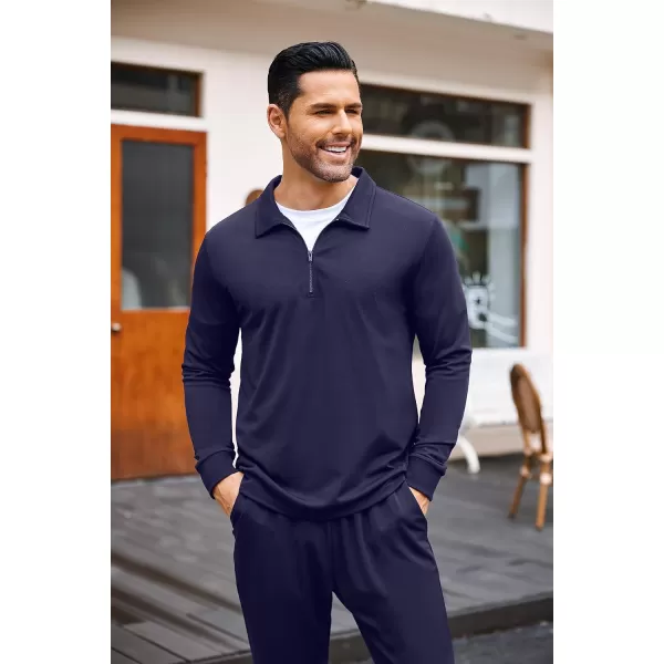 COOFANDY Men's 2 Piece Tracksuit Set Jogging Sweatsuit Workout Athletic Casual Quarter Zip Suit