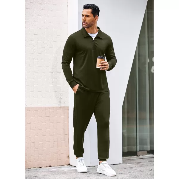 COOFANDY Men's 2 Piece Tracksuit Set Jogging Sweatsuit Workout Athletic Casual Quarter Zip Suit
