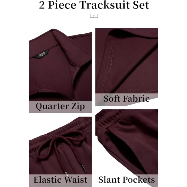 COOFANDY Men's 2 Piece Tracksuit Set Jogging Sweatsuit Workout Athletic Casual Quarter Zip Suit