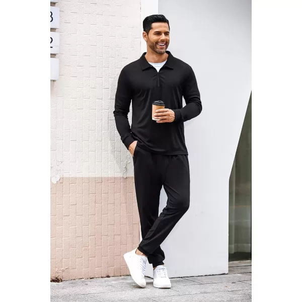 COOFANDY Men's 2 Piece Tracksuit Set Jogging Sweatsuit Workout Athletic Casual Quarter Zip Suit