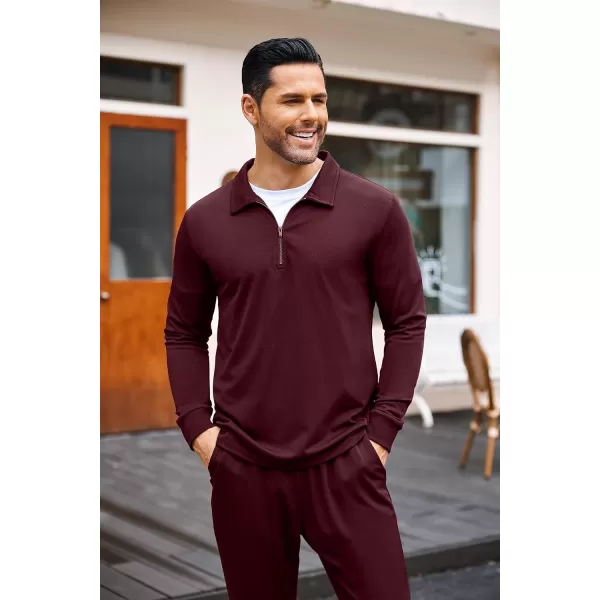 COOFANDY Men's 2 Piece Tracksuit Set Jogging Sweatsuit Workout Athletic Casual Quarter Zip Suit