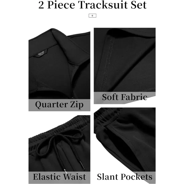 COOFANDY Men's 2 Piece Tracksuit Set Jogging Sweatsuit Workout Athletic Casual Quarter Zip Suit