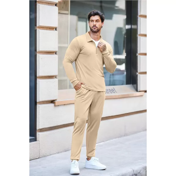 COOFANDY Men's 2 Piece Tracksuit Set Jogging Sweatsuit Workout Athletic Casual Quarter Zip Suit